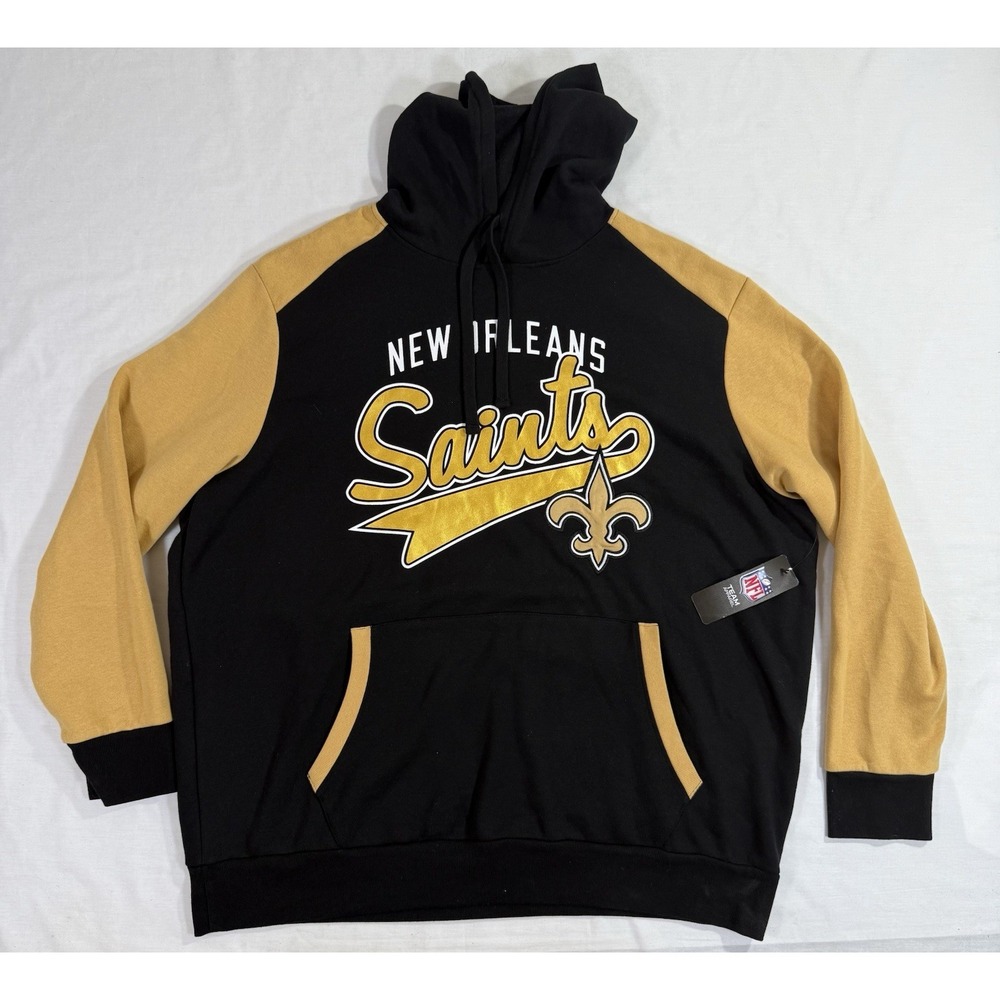 New Orleans Saints NFL Pullover Hoodie Men's 3XL NWT Small Stains Black Gold